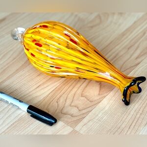 Hand blown glass hummingbird feeder.